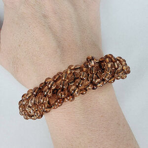 Brown Glass Beaded Twisted Stretch Bracelet